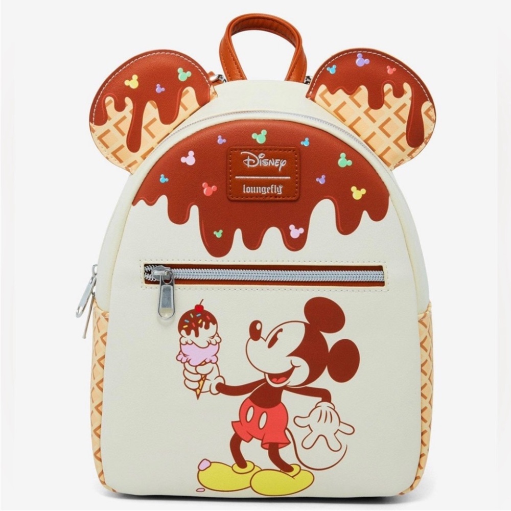 NWT Loungefly Mickey Mouse Ice Cream Waffle Cone mini backpack